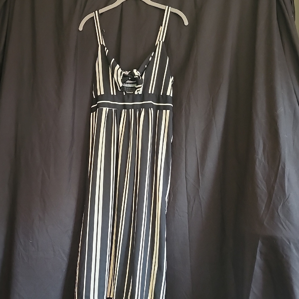 Xhilaration Black and White Striped Maxi Dress